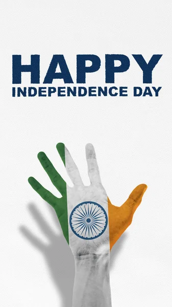 Hint Bayrağı Renginde Insan Eli Hindistan Bağımsızlık Günü Kavramı — Stok fotoğraf