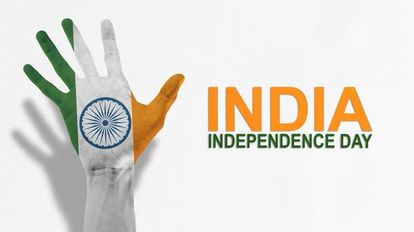 インドの国旗の色を持つ人間の手 インド独立記念日のコンセプト — ストック写真