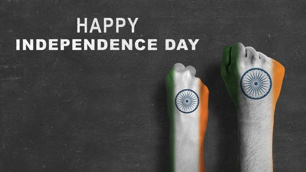 Рука Людини Індійським Прапором Концепція Дня Незалежності Індії — стокове фото