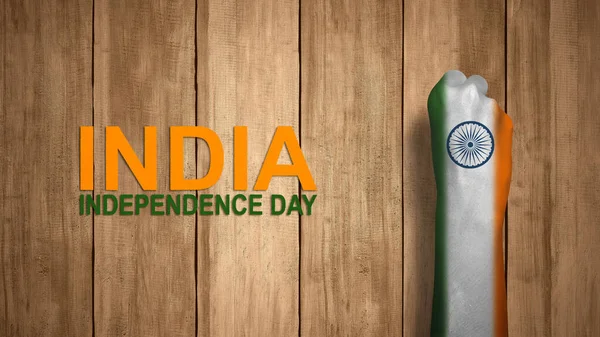 Mano Humana Con Bandera India India Concepto Día Independencia —  Fotos de Stock
