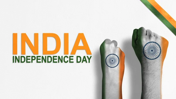 Human Hand Indian Flag Color India Independence Day Concept — Stock Photo, Image