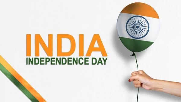 Ludzka Ręka Trzymająca Balon Indyjską Flagą Koncepcja Dnia Niepodległości Indii — Zdjęcie stockowe
