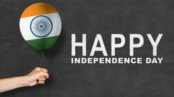 人間の手はインドの国旗の色の風船を持っている インド独立記念日のコンセプト — ストック写真