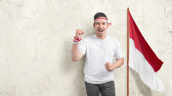 Homens Indonésios Celebram Dia Independência Indonésia Agosto Dia Independência Indonésia — Fotografia de Stock
