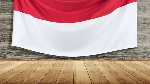 Rood Witte Vlag Van Indonesische Vlag Met Houten Achtergrond — Stockfoto