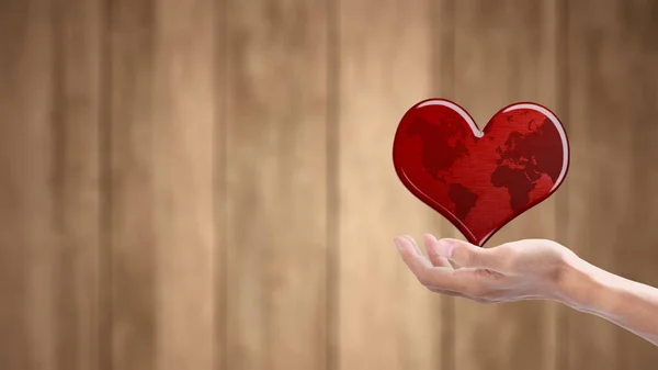 Human Hand Showing Red Heart World Heart Day Concept — Stock Photo, Image