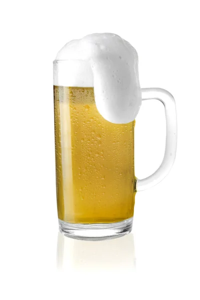 Szklanka Zimnego Piwa Odizolowana Białym Tle — Zdjęcie stockowe
