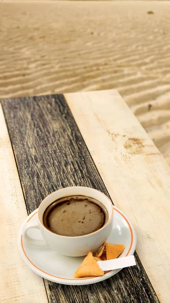 Чашка Кофе Деревянном Фоне Международная Концепция Дня Кофе — стоковое фото