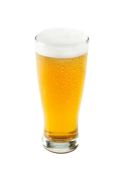Ποτήρι Της Κρύας Μπύρας Που Απομονώνεται Λευκό Φόντο — Φωτογραφία Αρχείου