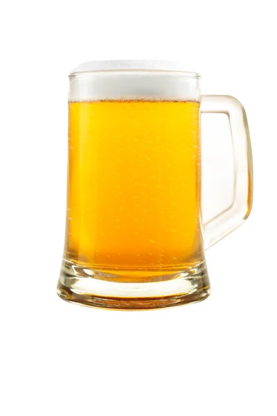 Склянка Холодного Пива Ізольована Білому Тлі — стокове фото