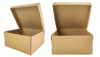 Karton kutu beyaz arkaplan üzerinde izole