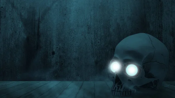 Human Skull Head Dark Background Scary Skull Halloween Concept — Stock Photo, Image