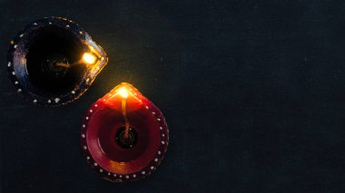 Diwali festivali için Diya yağ lambaları. Diwali festivali. Hindu Işık Festivali