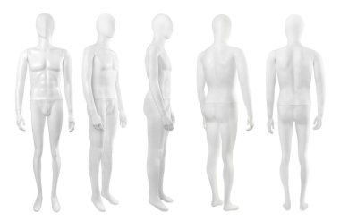 Mankenin bedeni beyaz bir arkaplan üzerinde izole edilmiştir.