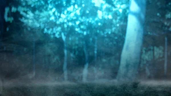 Mlhavý Les Noci Strašidelný Halloween Pozadí Koncept — Stock fotografie
