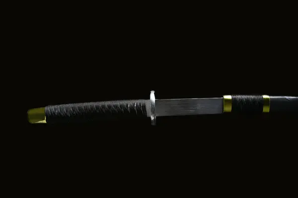 Katana Espada Japonesa Sobre Fondo Negro — Foto de Stock