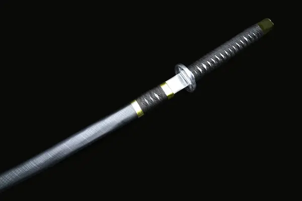 Katana Japanisches Schwert Auf Schwarzem Hintergrund — Stockfoto
