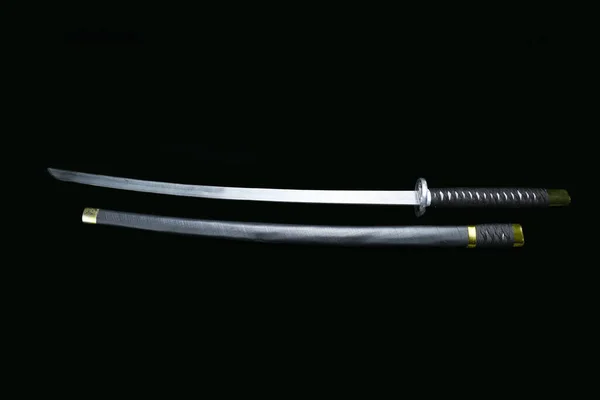 黑底的日本剑 日本剑 — 图库照片