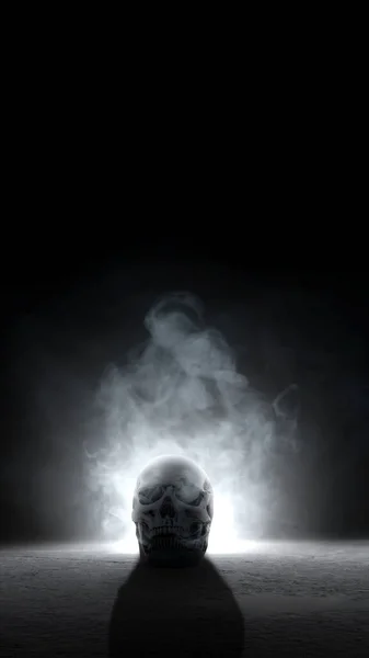 Голова Людського Черепа Темному Тлі Страшний Череп Концепція Хеллоуїна — стокове фото
