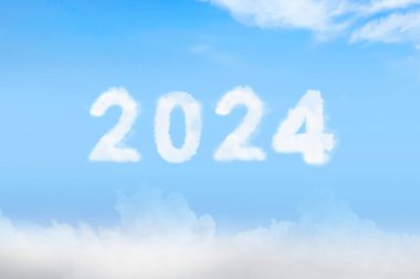 Gökyüzünde 2024 bulut. Mutlu yıllar 2024