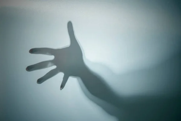 Shadow of a zombie\'s hand on a colored background. Scary Halloween concept