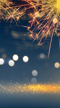 Arkaplan için renkli bulanık ışık ile havai fişekler