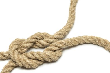 Beyaz arkaplan üzerinde izole halat düğümü