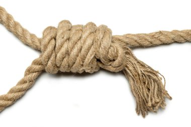 Beyaz arkaplan üzerinde izole halat düğümü
