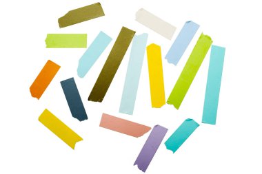 Beyaz arkaplanlı renkli kağıt bant