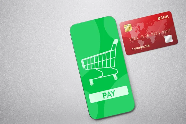 Credit cards and mobile phones for mobile payment, banking, or online shopping. Online payment concept