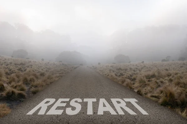 Street with restart text. New beginning of life, business or career concept