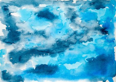 Beyaz tuval üzerinde renkli, soyut suluboya resimler. Suluboya arkaplanı