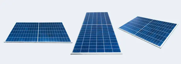 Image of solar panel with sunlight isolated over white background. Clean source power. Alternative energy ecological concept.