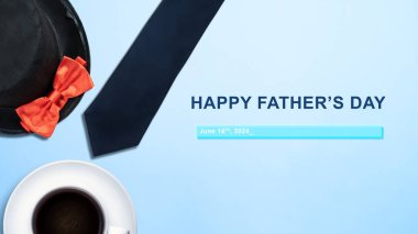 Siyah şapka ve üzerinde Babalar Günü mesajı olan kırmızı papyon. Babalar Günü konsepti