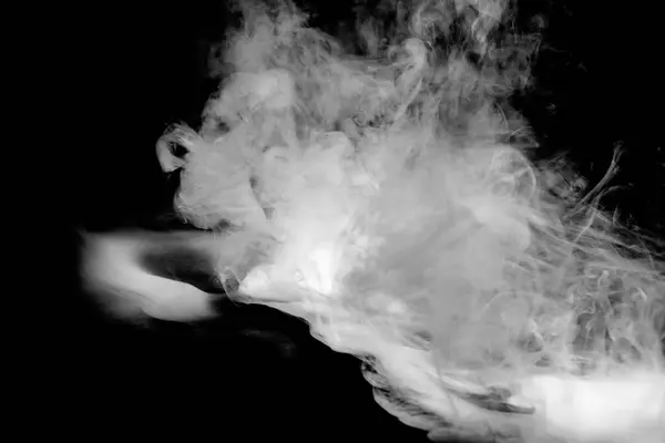 Вереница Белого Дыма Темном Фоне Абстрактный Фон Стоковое Изображение