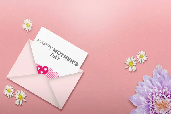 List Tekstem Happy Mother Day Różowym Tle Koncepcja Dnia Matki Obraz Stockowy