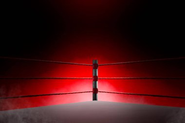 Stadyumun köşesindeki boks ringinde kırmızı ip.