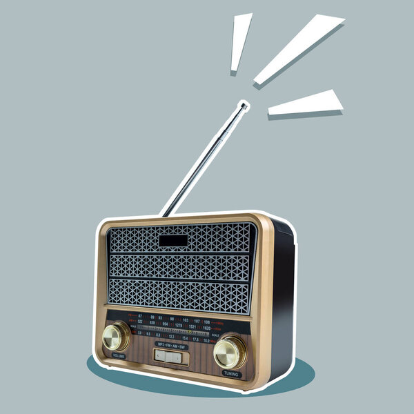 Radio Clásica Sobre Fondo Color Collage Arte — Foto de Stock