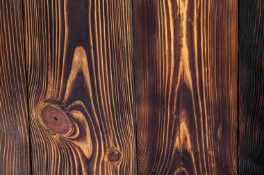 Tahta tahıl çok görünür ve ahşap yanmış. Yanmış odunun kırsal ve doğal bir havası var. Desenli arkaplan