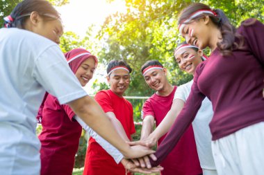 Endonezya 'nın güneydoğu Asya halkının portresi 17 Ağustos' ta Bağımsızlık Günü 'nü kutluyor. Kemerdekaan Endonezya kavramı