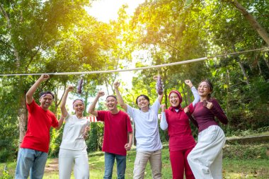 Endonezya 'nın güneydoğu Asya halkının portresi 17 Ağustos' ta Bağımsızlık Günü 'nü kutluyor. Kemerdekaan Endonezya kavramı
