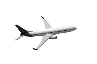 Uçan yolcu uçağı beyaz bir arka planda izole edildi