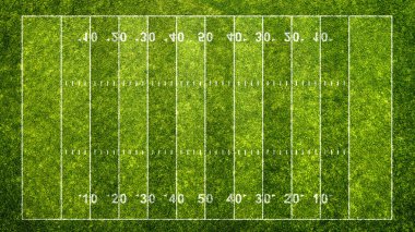 Amerikan futbolu sahası. Çimenlikteki çizgiyi gösteriyor. Üst görünüm
