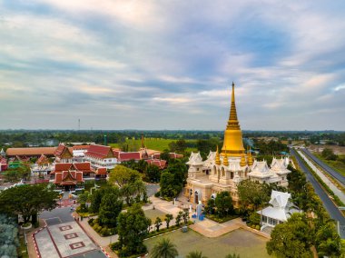 Ayutthaya, Thailand. 07 January  2023, Wat Tako, Ornate Buddhist temple topped with golden spires, known for the mummified remains of a former abbot.