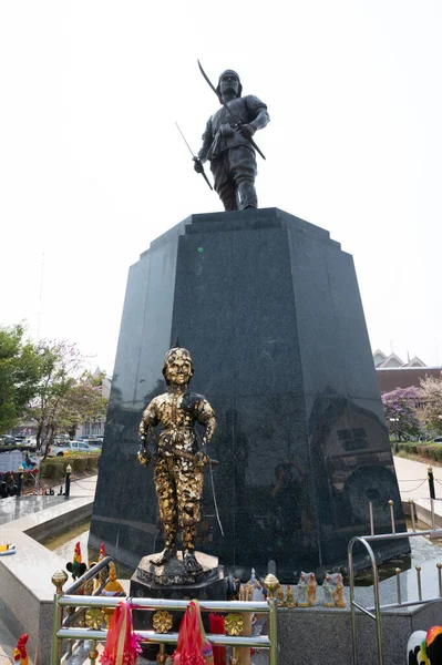 stock image Uttaradit, March 27 2023.  Phraya Pichai Broken Sword, Statue of important warrior of Thailand, Created to be spiritual anchor and for worship.