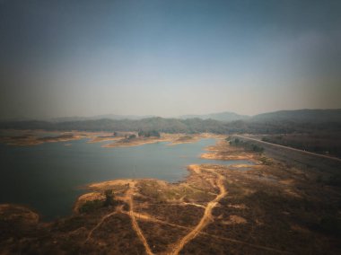 Drone aerial photograph of Chong Khao Khat Dam Viewpoint in Uttaradit in Thailand. clipart