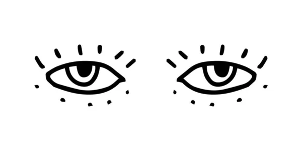 Offene Augen Mit Wimpern Schwarz Weiße Psychedelische Augen Vector Illustratio — Stockvektor
