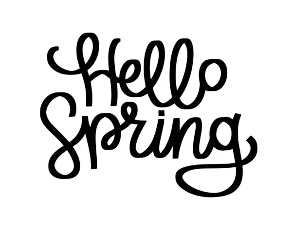 Hello Spring Handdrawn Lettering Calligraphy Style Design Mood Made Vector — Stock Vector