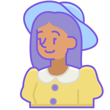 Beyaz arkaplanda genç kız simgesi 