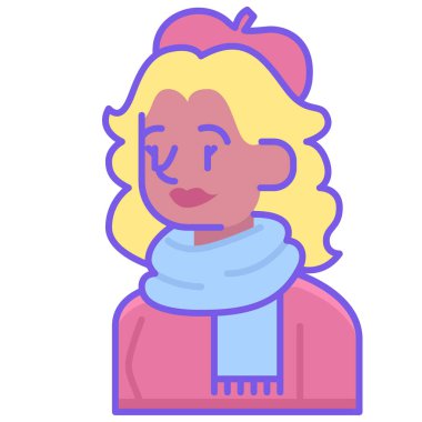 Beyaz arkaplanda kadın ressam simgesi 